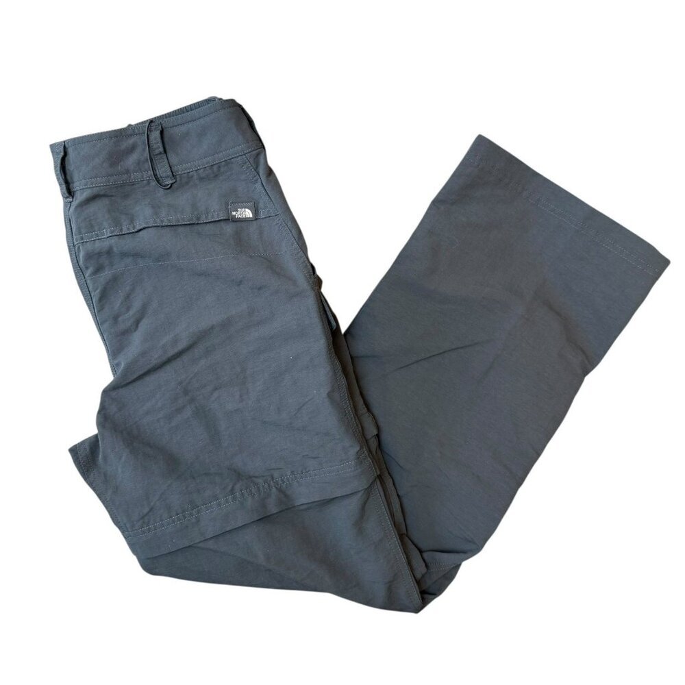 The North Face Convertible Pants Womens 12 Grey Hiking Outdoor Zip Off Nylon